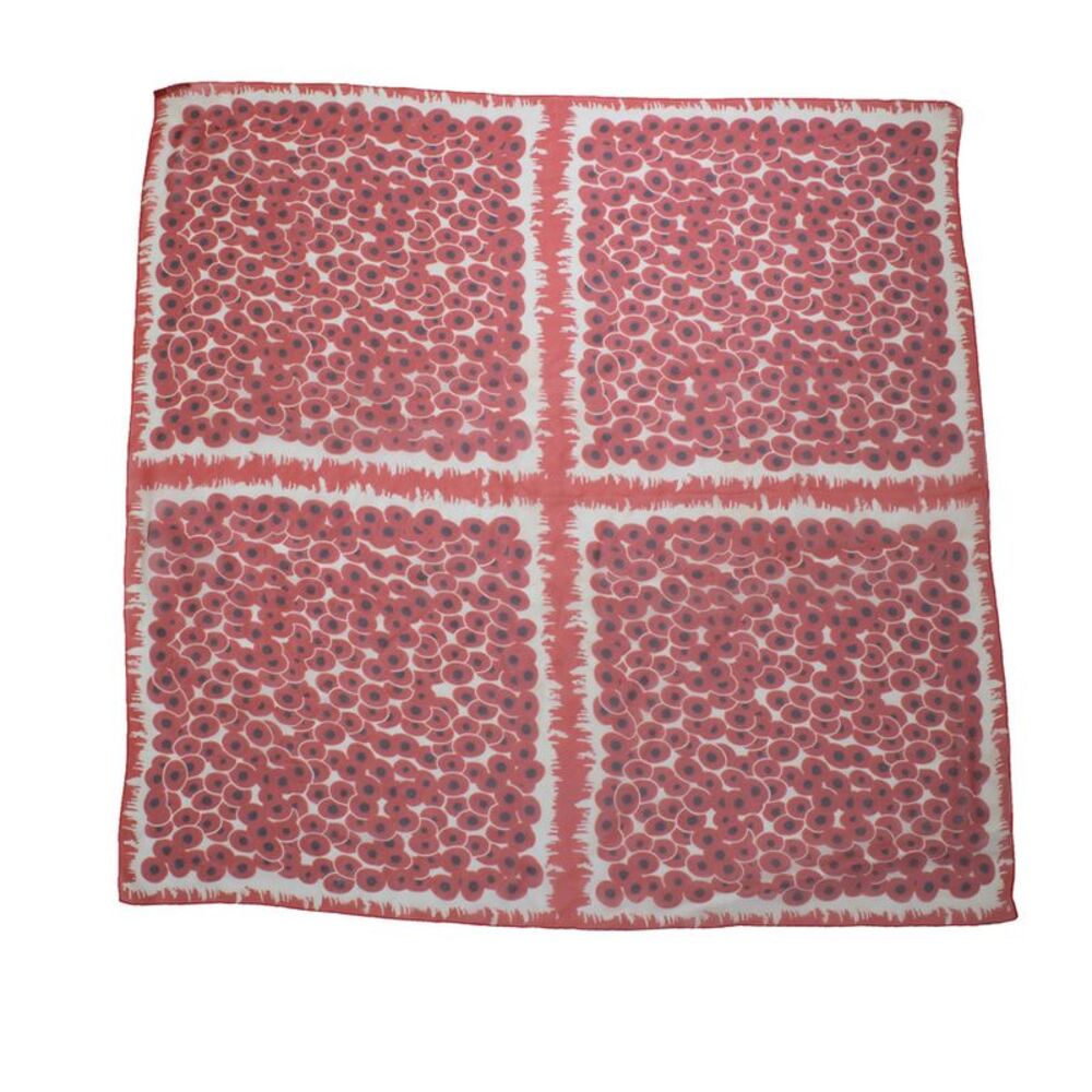 Hermes, red floral printed silk scarf - Picture 1 of 6